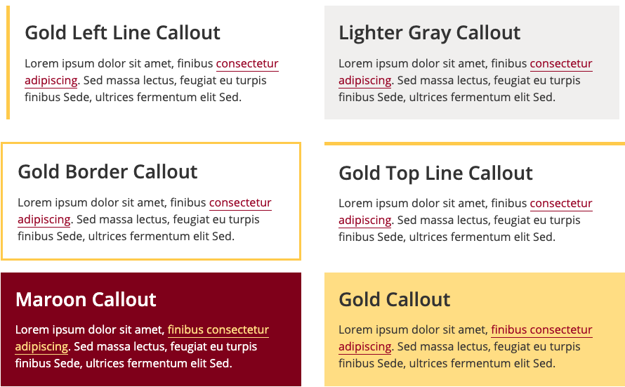 Six callout styles on the Folwell Design System site