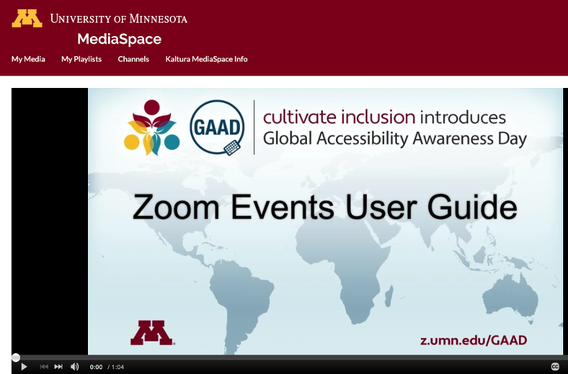 Kaltura Media Space hosts a series of short videos introducing the Zoom Events user experience.